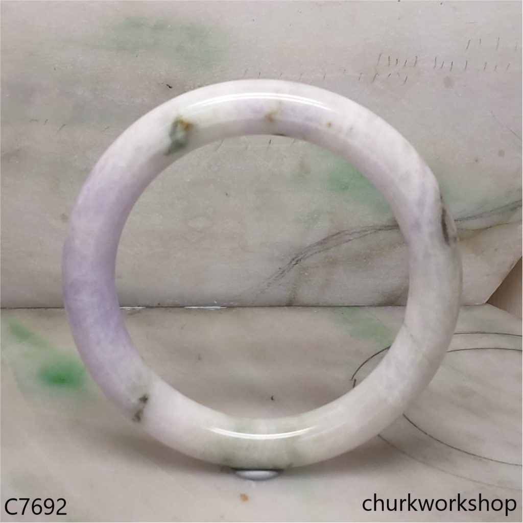 Large pale lavender mix light green jade bangle