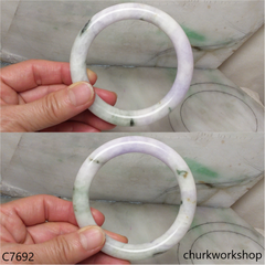 Large pale lavender mix light green jade bangle