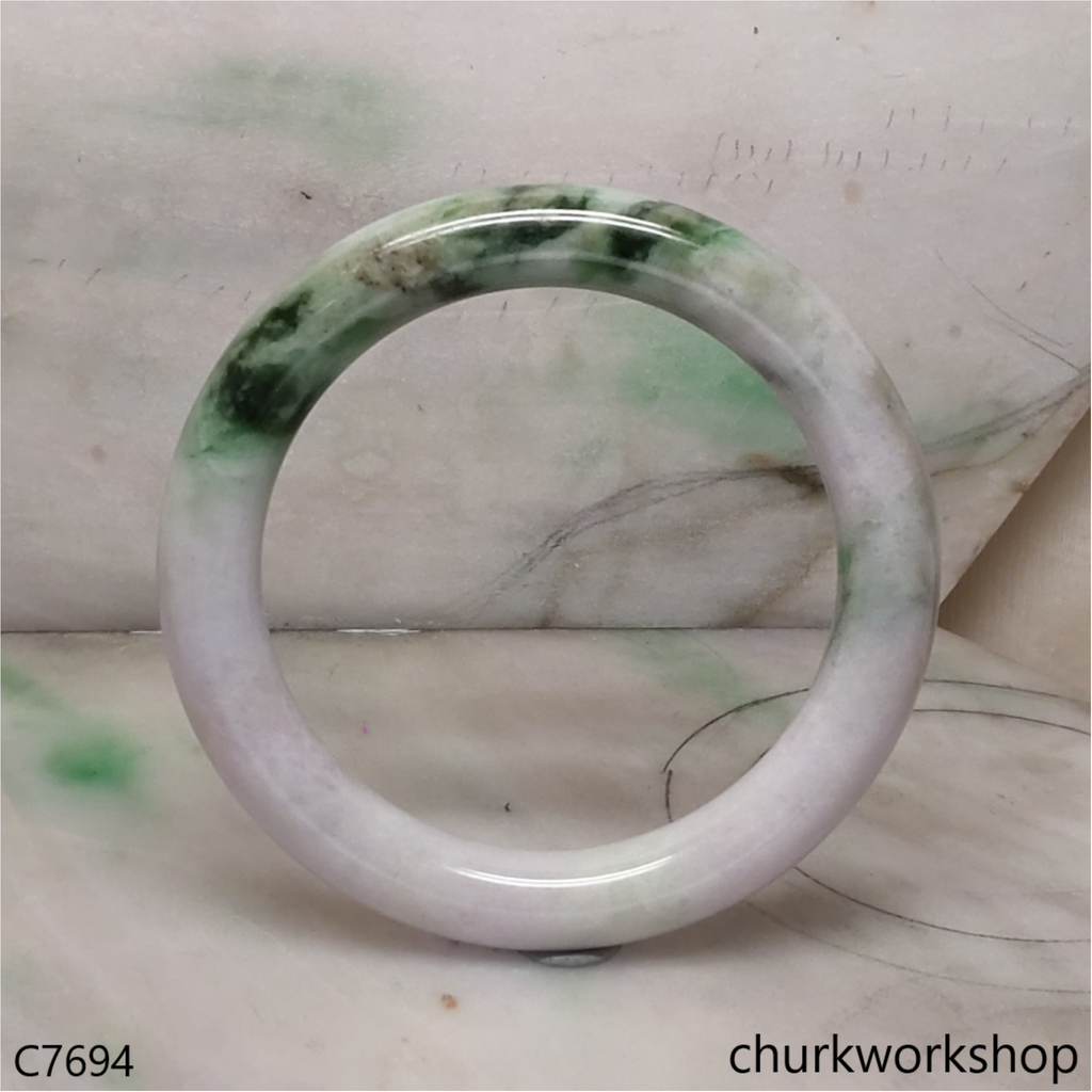 Reserved Large green & lavender jade bangle