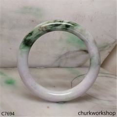 Reserved Large green & lavender jade bangle