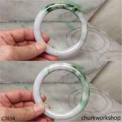 Reserved Large green & lavender jade bangle