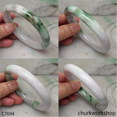 Reserved Large green & lavender jade bangle