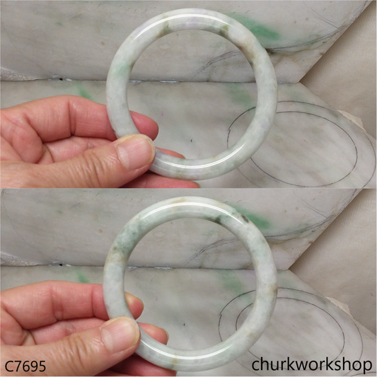 Large pale lavender mix light green jade bangle