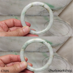 Large pale lavender mix light green jade bangle
