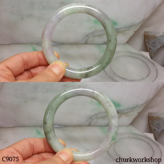 Large bluish green mix lavender jade bangle