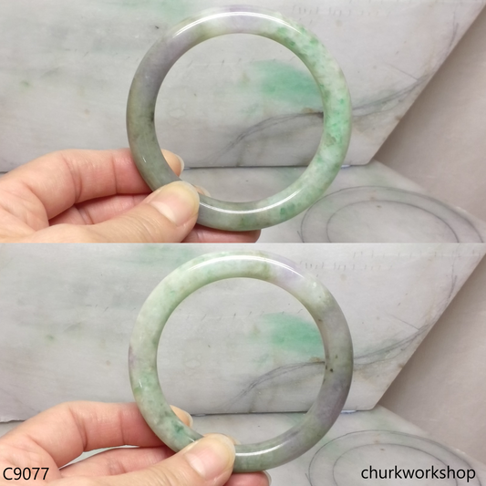 Large bluish green mix lavender jade bangle