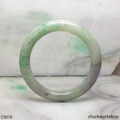 Reserved Large pea green mix lavender jade bangle