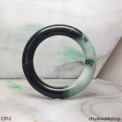 Large dark & light green jade bangle