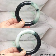 Large dark & light green jade bangle