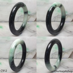Large dark & light green jade bangle