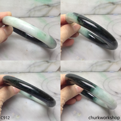 Large dark & light green jade bangle