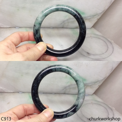 Large dark & light green jade bangle
