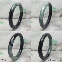 Large dark & light green jade bangle