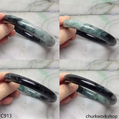Large dark & light green jade bangle