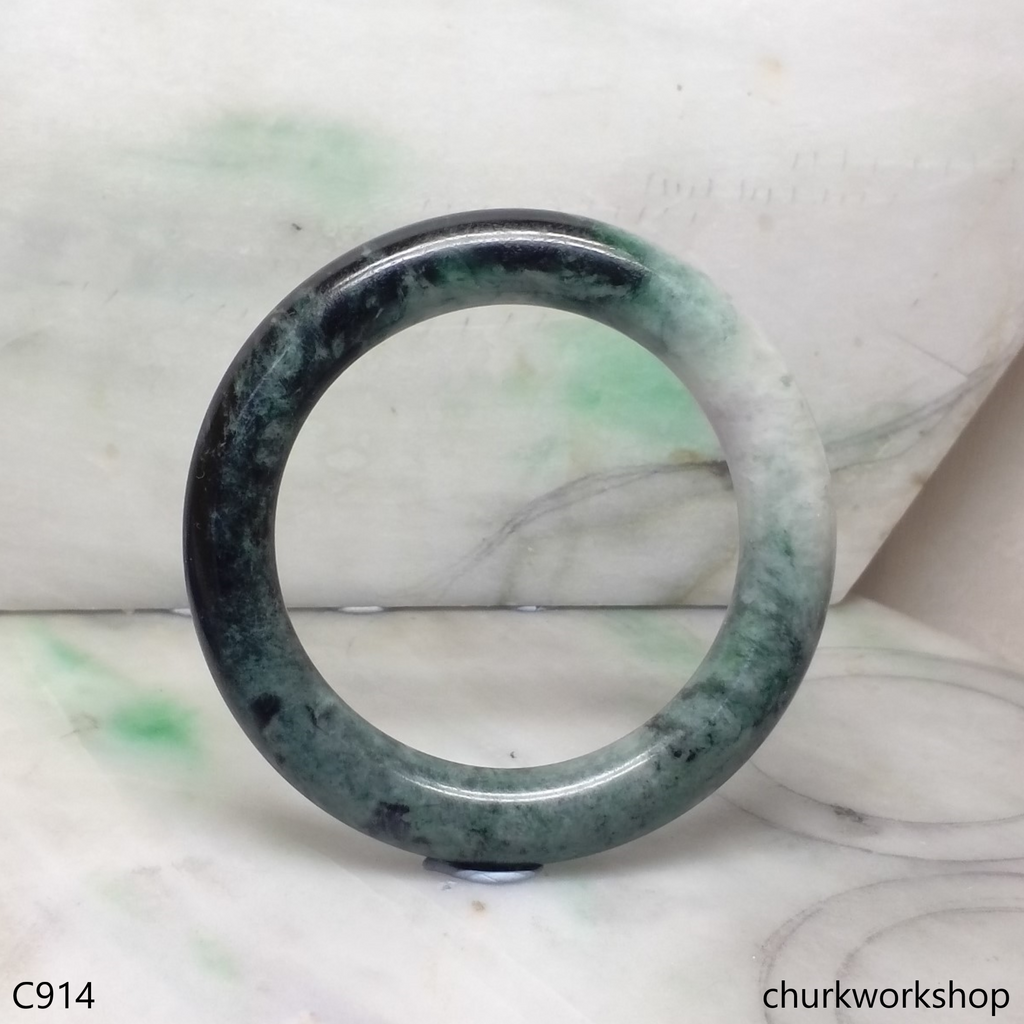 Large dark & light green jade bangle