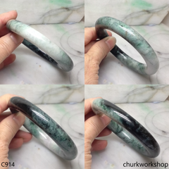Large dark & light green jade bangle