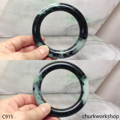 Large dark & light green jade bangle