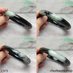 Large dark & light green jade bangle