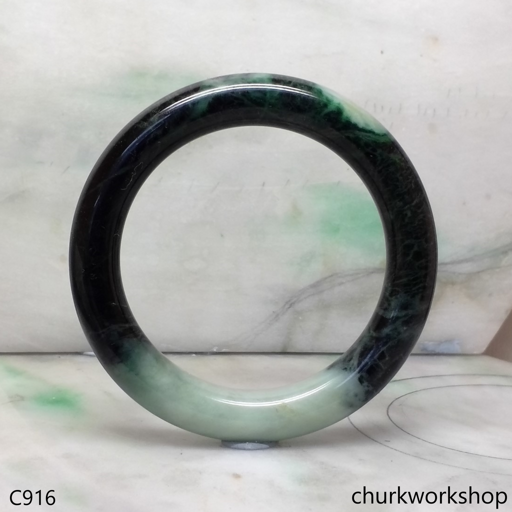 Large dark & light green jade bangle
