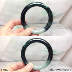 Large dark & light green jade bangle