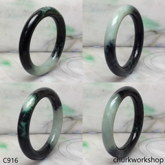 Large dark & light green jade bangle