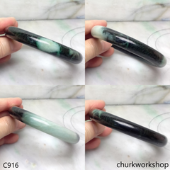 Large dark & light green jade bangle