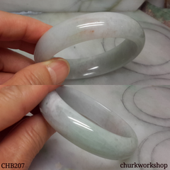 Pale green and lavender jade bangle