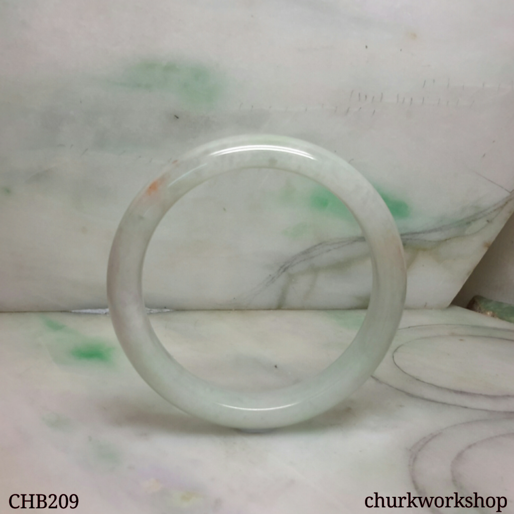 Pale green and lavender jade bangle