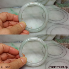 Pale green and lavender jade bangle