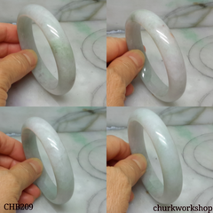 Pale green and lavender jade bangle
