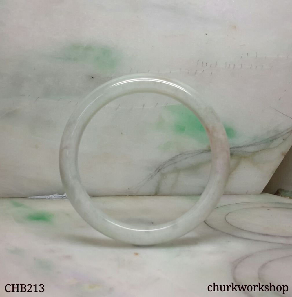 Pale green and lavender jade bangle