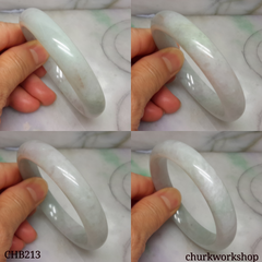Pale green and lavender jade bangle