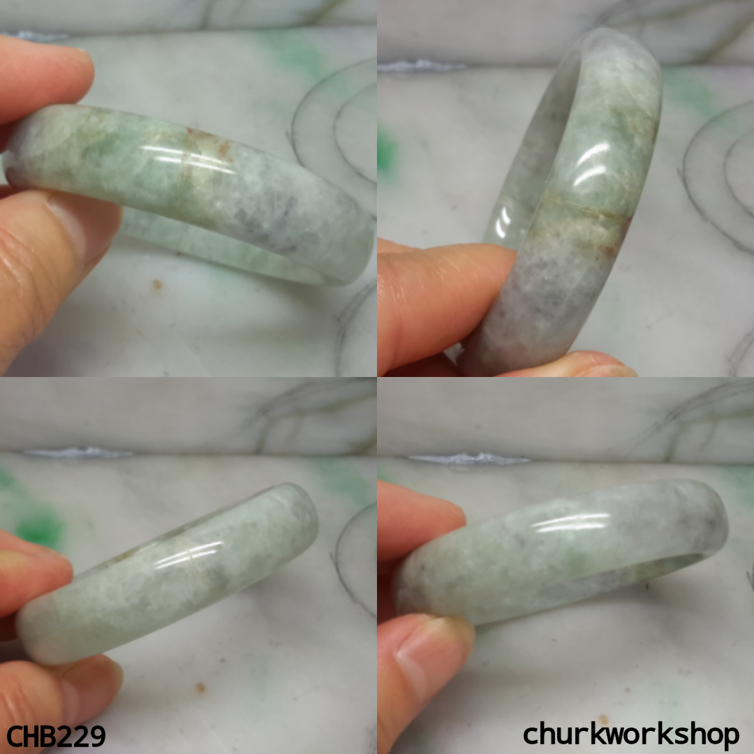 Small light green mix grayish lavender jade bangle