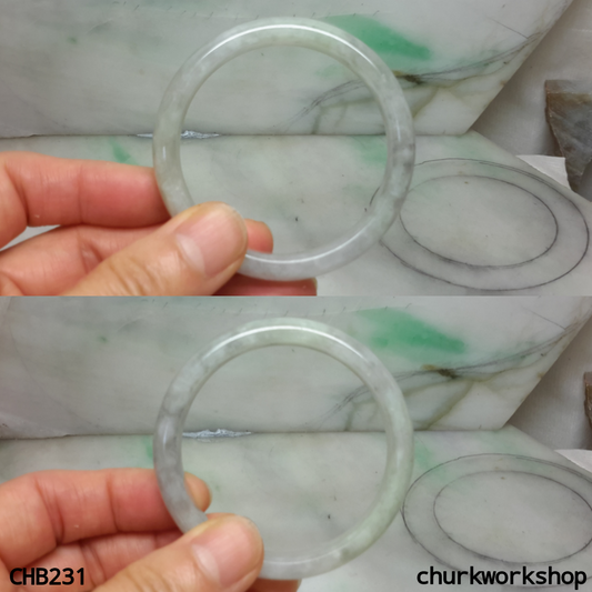 Small light green mix grayish lavender jade bangle