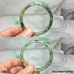 Multi color jade bangle, red & green jade bangle (Fu Lu Shou)