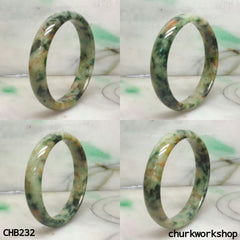 Multi color jade bangle, red & green jade bangle (Fu Lu Shou)