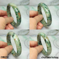 Multi color jade bangle, red & green jade bangle (Fu Lu Shou)