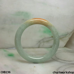 Light green with orange spot jade bangle