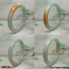 Light green with orange spot jade bangle