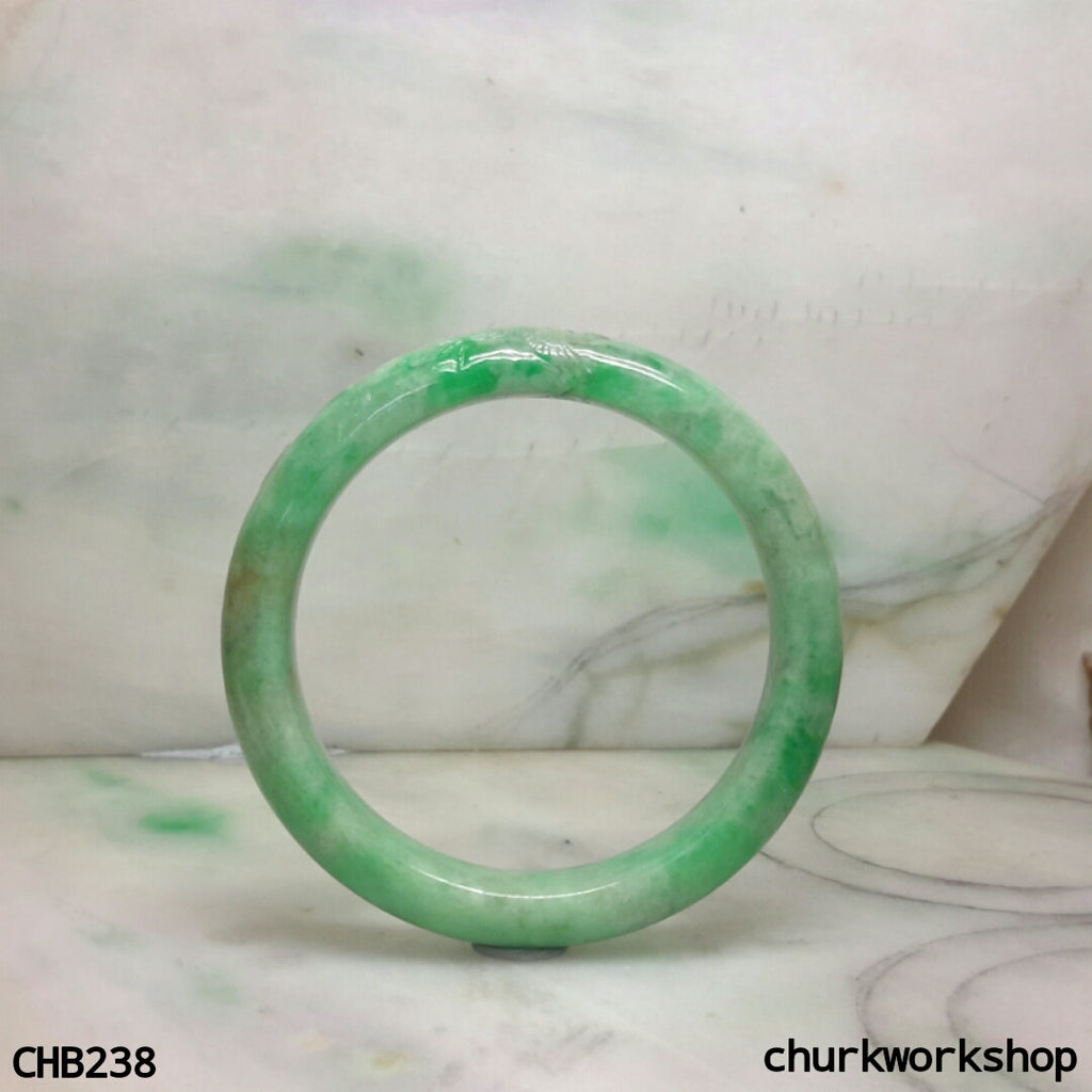 Green jade carved bangle