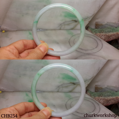 Extra large light green mix lavender jade bangle