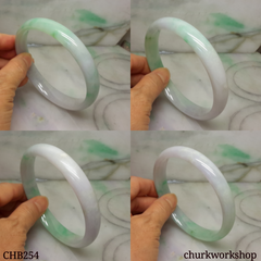 Extra large light green mix lavender jade bangle