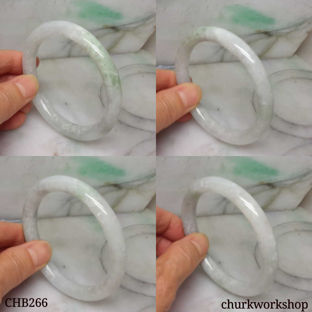 White base with splotches green jade bangle