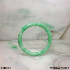 Green double dragon jade bangle