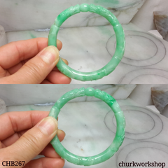Green double dragon jade bangle