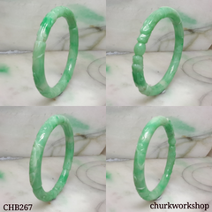 Green double dragon jade bangle