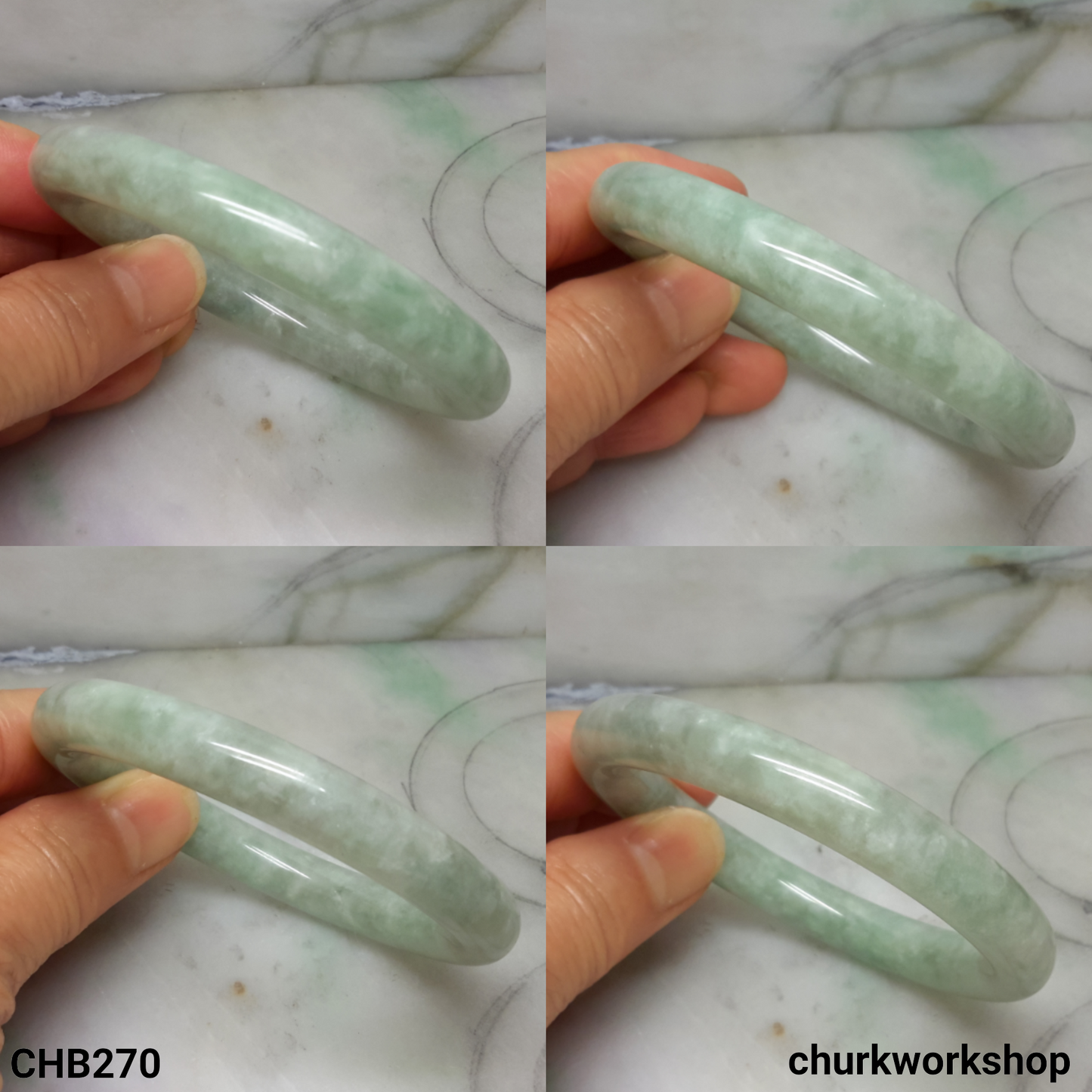 Light pea green jade bangle