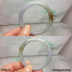 Grayish lavender with splotches brown jade bangle