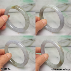 Grayish lavender with splotches brown jade bangle