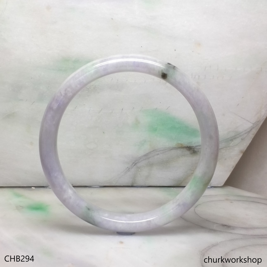 Extra large lavender mix green jade bangle